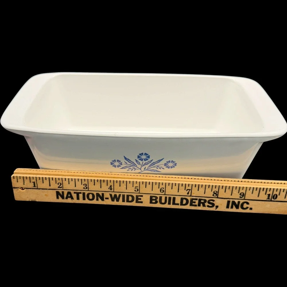 Corning Ware Blue Cornflower Loaf Pan P-315 2 QT Vintage White Rectangular Baker